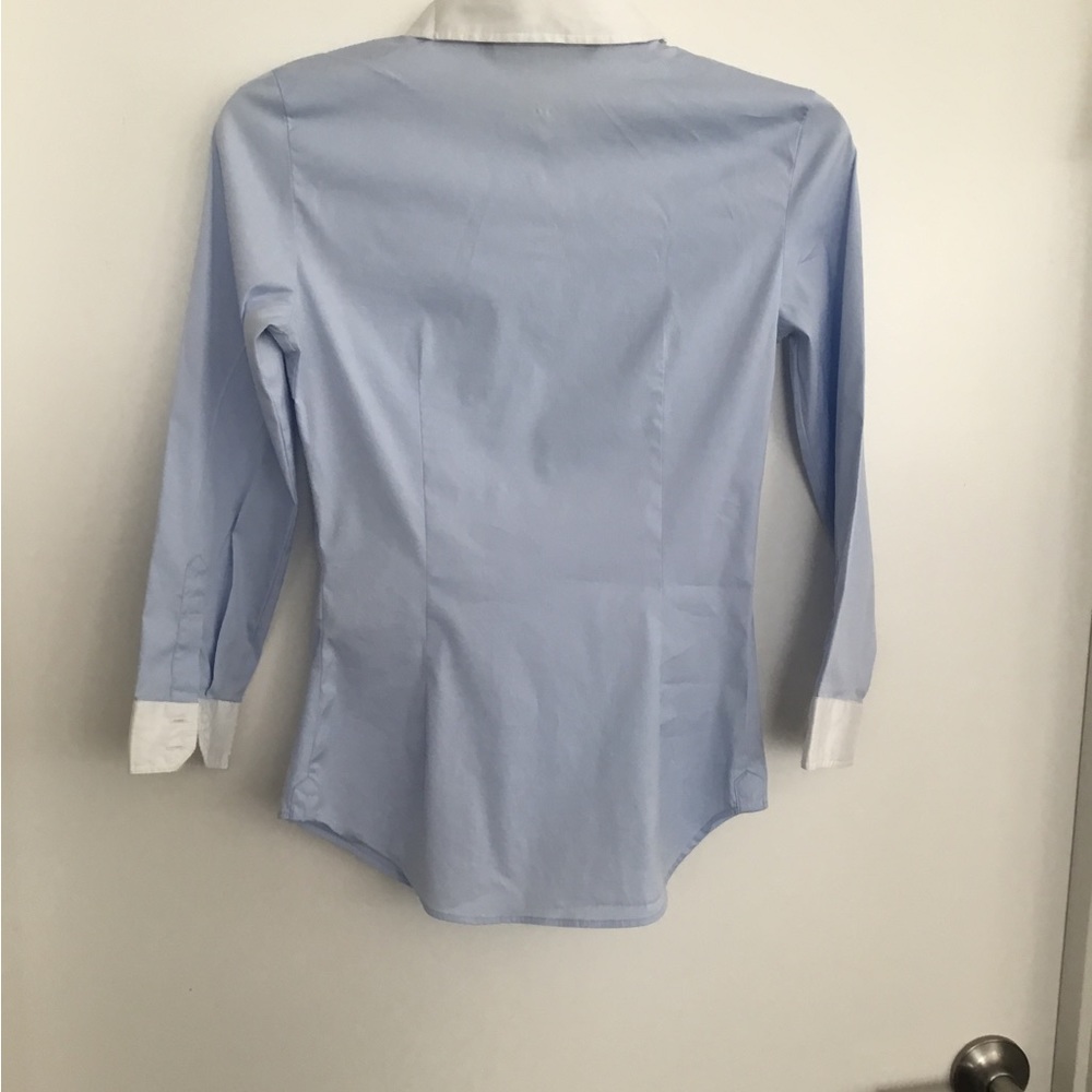 Zara Basic Collection Size Xs Blue & White Long S… - image 4